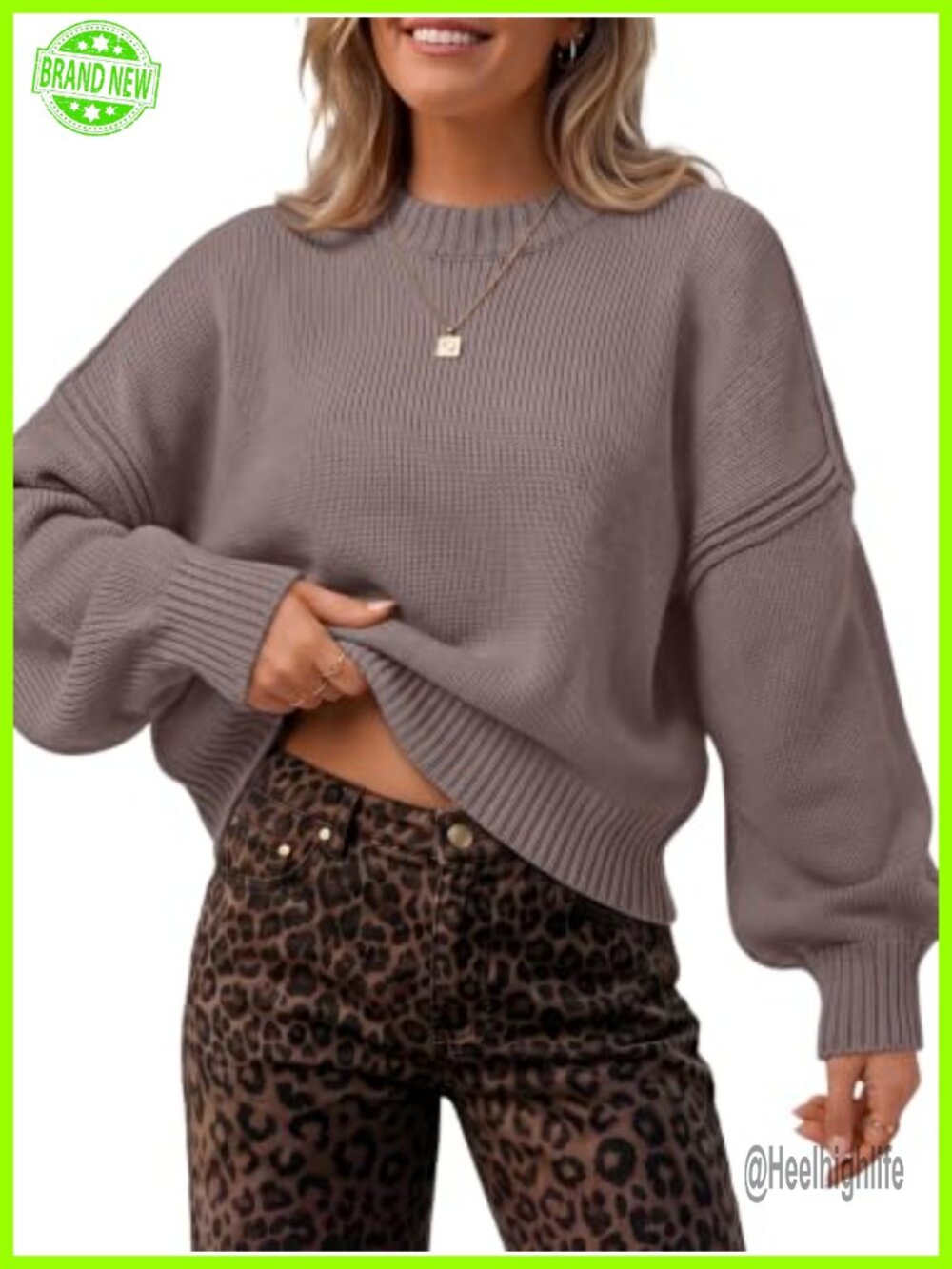 Cropped Batwing Knit Pullover Sweater